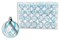 24 Pack Clear Ball Ornament with Aqua, Silver and White Swirls Design